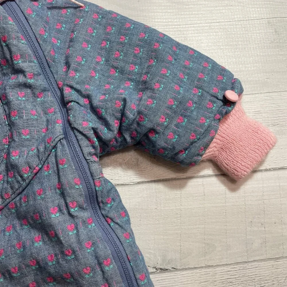 Vintage OshKosh B’Gosh tulip hearts baby bunting snowsuit‎ 12 months